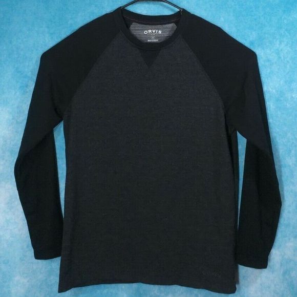 ORVIS Long Sleeve Raglan T-Shirt, Black/Gray, Men's, Size Medium - Picture 1 of 5